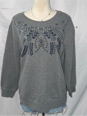 Max Jeans Grey Crewneck Sweatshirt with Black Label